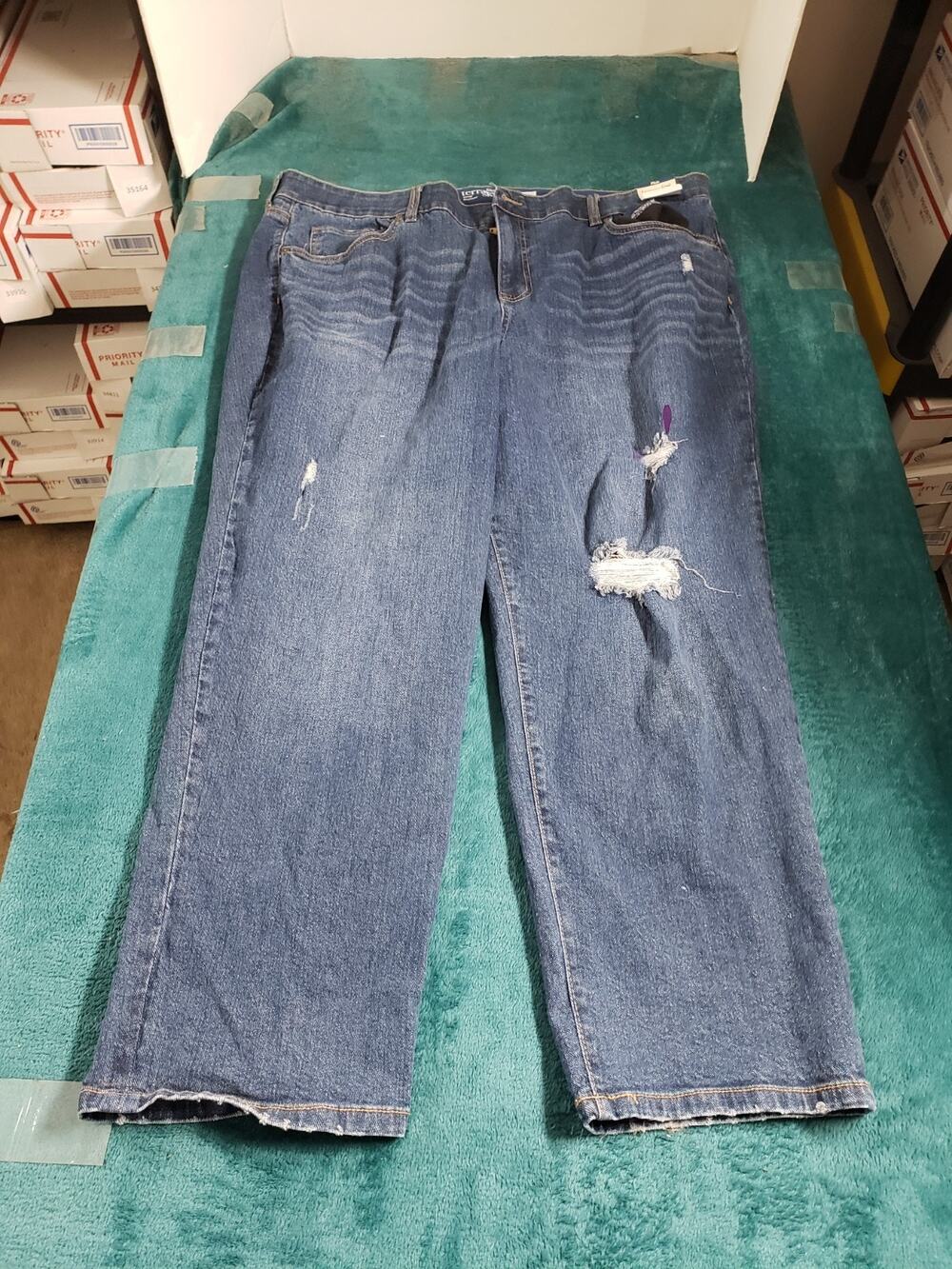Terra Sky Jeans Size 20 W Womens Blue Pants Elastic Waist Mid Rise Boyfriend NWT